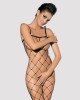 Бодістокінг з великим вічком і відкритими грудьми Obsessive Bodystocking N102 S/M/L, чорний, комбіне