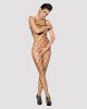 Бодістокінг з великим вічком і відкритими грудьми Obsessive Bodystocking N102 S/M/L, чорний, комбіне