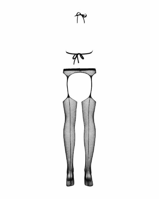 Сітчастий бодістокінг з імітацією топа, пояса та панчохи Obsessive Bodystocking N108 S/M/L, чорний, Сітчастий бодістокінг з імітацією топа, пояса та панчохи Obsessive Bodystocking N108 S/M/L, чорний,