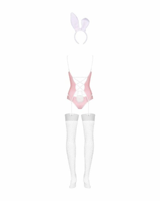 Еротичний костюм зайчика Obsessive Bunny suit 4 pcs costume pink L/XL, рожевий, топ з підв’язками, т Еротичний костюм зайчика Obsessive Bunny suit 4 pcs costume pink L/XL, рожевий, топ з підв’язками, т