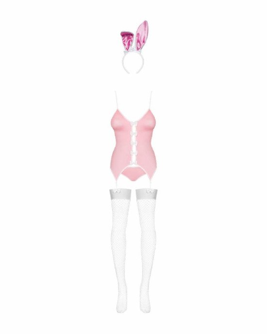 Еротичний костюм зайчика Obsessive Bunny suit 4 pcs costume pink L/XL, рожевий, топ з підв’язками, т Еротичний костюм зайчика Obsessive Bunny suit 4 pcs costume pink L/XL, рожевий, топ з підв’язками, т