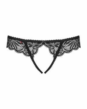 Мереживні танга з доступом Obsessive Contica crothchles thong S/M, чорні Мереживні танга з доступом Obsessive Contica crothchles thong S/M, чорні