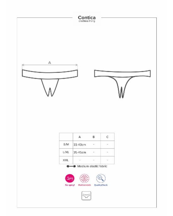 Мереживні танга з доступом Obsessive Contica crothchles thong L/XL, чорні Мереживні танга з доступом Obsessive Contica crothchles thong L/XL, чорні