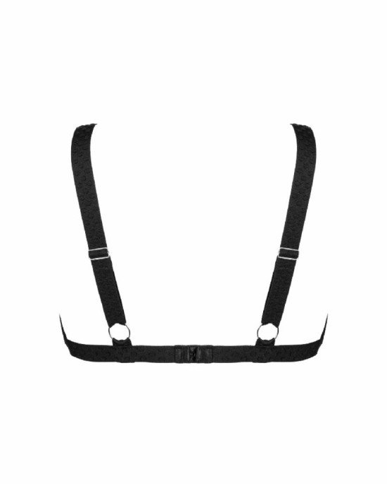 Мереживний бюстгальтер із трикутною чашкою Obsessive Estiqua bra M/L, чорний, широкі лямки Мереживний бюстгальтер із трикутною чашкою Obsessive Estiqua bra M/L, чорний, широкі лямки