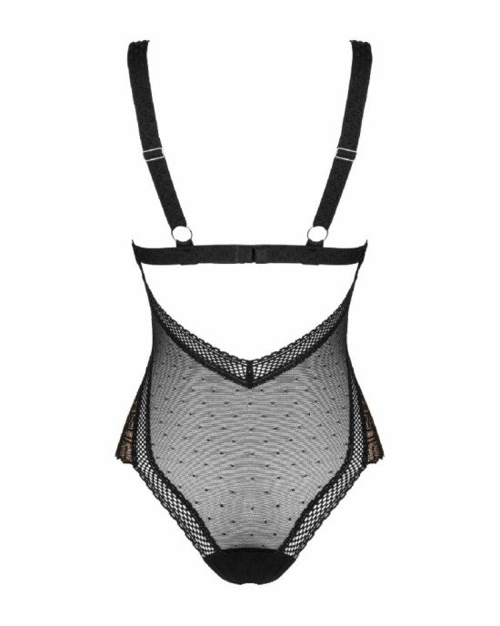 Мереживне боді з декольте Obsessive Estiqua teddy M/L, чорне, широкі лямки Мереживне боді з декольте Obsessive Estiqua teddy M/L, чорне, широкі лямки