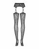 Панчохи-стокінги з рослинним малюнком Obsessive Garter stockings S206 black S/M/L чорні, імітація га Панчохи-стокінги з рослинним малюнком Obsessive Garter stockings S206 black S/M/L чорні, імітація га
