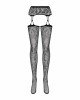 Панчохи-стокінги з рослинним малюнком Obsessive Garter stockings S206 black S/M/L чорні, імітація га Панчохи-стокінги з рослинним малюнком Obsessive Garter stockings S206 black S/M/L чорні, імітація га