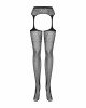 Сітчасті панчохи-стокінги з квітковим малюнком Obsessive Garter stockings S207 S/M/L, чорні, імітаці Сітчасті панчохи-стокінги з квітковим малюнком Obsessive Garter stockings S207 S/M/L, чорні, імітаці