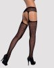 Сітчасті панчохи-стокінги з квітковим малюнком Obsessive Garter stockings S207 S/M/L, чорні, імітаці Сітчасті панчохи-стокінги з квітковим малюнком Obsessive Garter stockings S207 S/M/L, чорні, імітаці