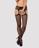 Сітчасті панчохи-стокінги з візерунком на сідницях Obsessive Garter stockings S232 S/M/L, чорні, імі Сітчасті панчохи-стокінги з візерунком на сідницях Obsessive Garter stockings S232 S/M/L, чорні, імі