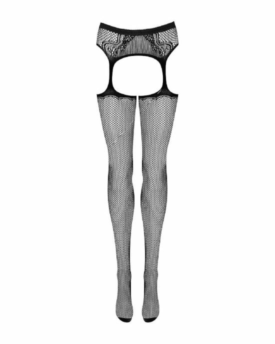 Сітчасті панчохи-стокінги з візерунком на сідницях Obsessive Garter stockings S232 S/M/L, чорні, імі Сітчасті панчохи-стокінги з візерунком на сідницях Obsessive Garter stockings S232 S/M/L, чорні, імі