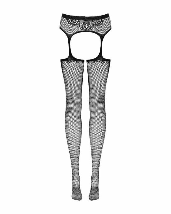 Сітчасті панчохи-стокінги з візерунком на сідницях Obsessive Garter stockings S232 S/M/L, чорні, імі Сітчасті панчохи-стокінги з візерунком на сідницях Obsessive Garter stockings S232 S/M/L, чорні, імі