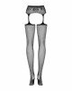 Сітчасті панчохи-стокінги з мереживним поясом Obsessive Garter stockings S307 XL/X, чорні, імітація