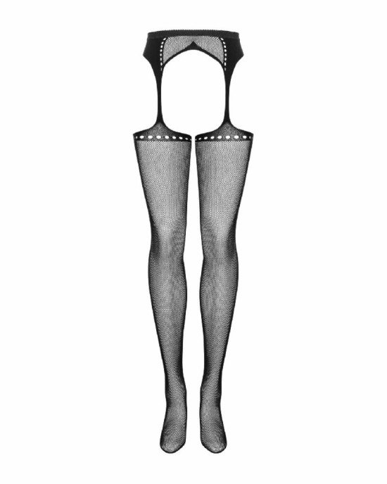 Сітчасті панчохи-стокінги зі стрілкою Obsessive Garter stockings S314 S/M/L, чорні, імітація гартері Сітчасті панчохи-стокінги зі стрілкою Obsessive Garter stockings S314 S/M/L, чорні, імітація гартері
