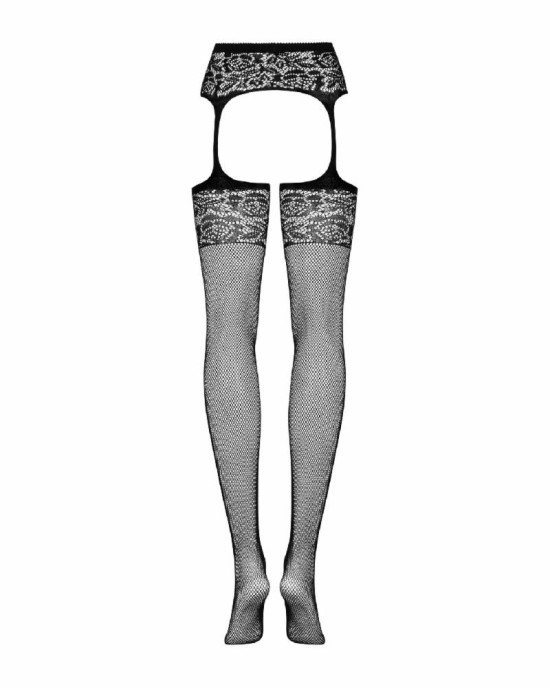Сітчасті панчохи-стокінги з імітацією гартерів Obsessive Garter stockings S500S/M/L, чорні, з доступ Сітчасті панчохи-стокінги з імітацією гартерів Obsessive Garter stockings S500S/M/L, чорні, з доступ