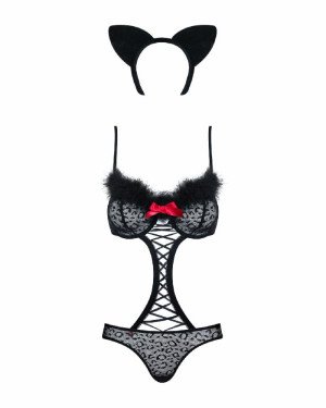 Еротичний костюм гепарду Obsessive Gepardina 3 pcs costume S/M, чорний, хутряне оздоблення, монокіні Еротичний костюм гепарду Obsessive Gepardina 3 pcs costume S/M, чорний, хутряне оздоблення, монокіні