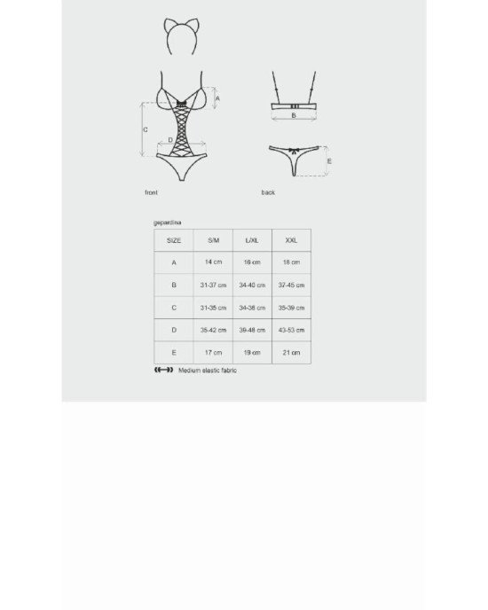 Еротичний костюм гепарду Obsessive Gepardina 3 pcs costume L/XL, чорний, хутряне оздоблення, монокін