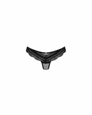 Напівпрозорі трусики з підвіскою Obsessive Ivannes panties black S/M, чорні Напівпрозорі трусики з підвіскою Obsessive Ivannes panties black S/M, чорні