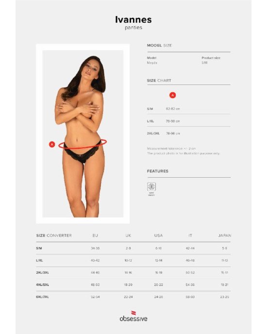 Напівпрозорі трусики з підвіскою Obsessive Ivannes panties black S/M, чорні Напівпрозорі трусики з підвіскою Obsessive Ivannes panties black S/M, чорні
