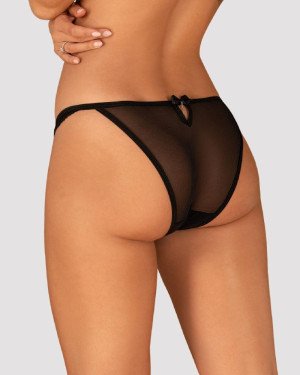 Напівпрозорі трусики з підвіскою Obsessive Ivannes panties black L/XL, чорні Напівпрозорі трусики з підвіскою Obsessive Ivannes panties black L/XL, чорні