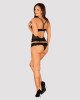 Напівпрозорий набір з прикрасами Obsessive Ivannes top & thong L/XL, чорний, топ та танга
