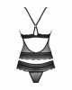 Напівпрозорий набір з прикрасами Obsessive Ivannes top & thong 2XL/3XL, чорний, топ та танга Напівпрозорий набір з прикрасами Obsessive Ivannes top & thong 2XL/3XL, чорний, топ та танга