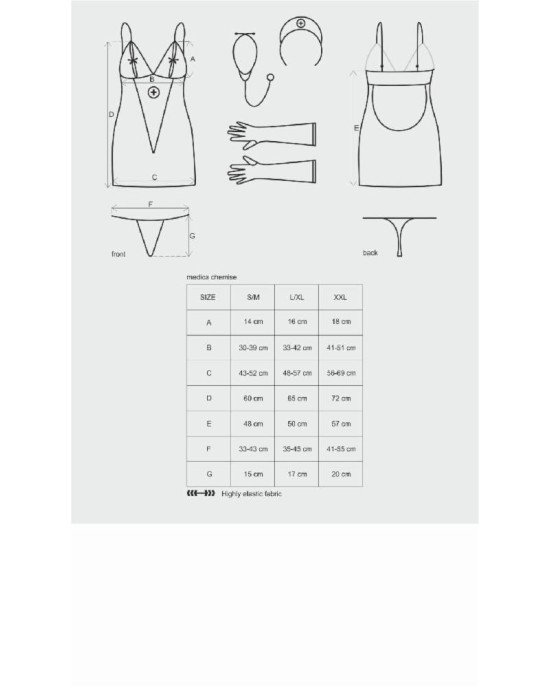 Еротичний мереживний костюм медсестри Obsessive Medica dress 5pcs costume S/M, сорочка, рукавички, с Еротичний мереживний костюм медсестри Obsessive Medica dress 5pcs costume S/M, сорочка, рукавички, с