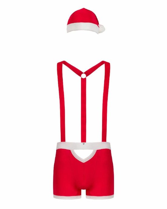 Чоловічий еротичний костюм Санта-Клауса Obsessive Mr Claus S/M, боксери на підтяжках, шапочка з помп Чоловічий еротичний костюм Санта-Клауса Obsessive Mr Claus S/M, боксери на підтяжках, шапочка з помп
