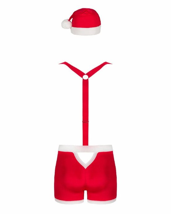 Чоловічий еротичний костюм Санта-Клауса Obsessive Mr Claus L/XL, боксери на підтяжках, шапочка з пом Чоловічий еротичний костюм Санта-Клауса Obsessive Mr Claus L/XL, боксери на підтяжках, шапочка з пом