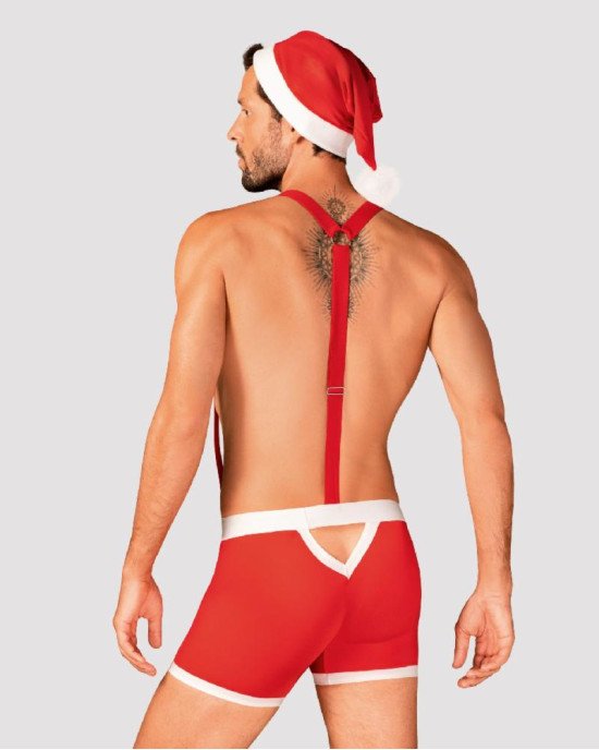 Чоловічий еротичний костюм Санта-Клауса Obsessive Mr Claus 2XL/3XL, боксери на підтяжках, шапочка з Чоловічий еротичний костюм Санта-Клауса Obsessive Mr Claus 2XL/3XL, боксери на підтяжках, шапочка з