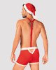 Чоловічий еротичний костюм Санта-Клауса Obsessive Mr Claus 2XL/3XL, боксери на підтяжках, шапочка з Чоловічий еротичний костюм Санта-Клауса Obsessive Mr Claus 2XL/3XL, боксери на підтяжках, шапочка з