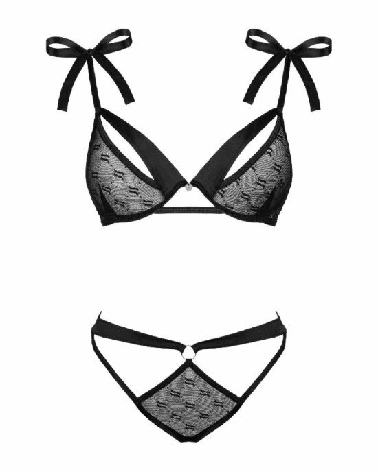 Напівпрозорий еротичний комплект Obsessive Obsessivia 2-pcs set black S/M, бюстгальтер та трусики, а Напівпрозорий еротичний комплект Obsessive Obsessivia 2-pcs set black S/M, бюстгальтер та трусики, а