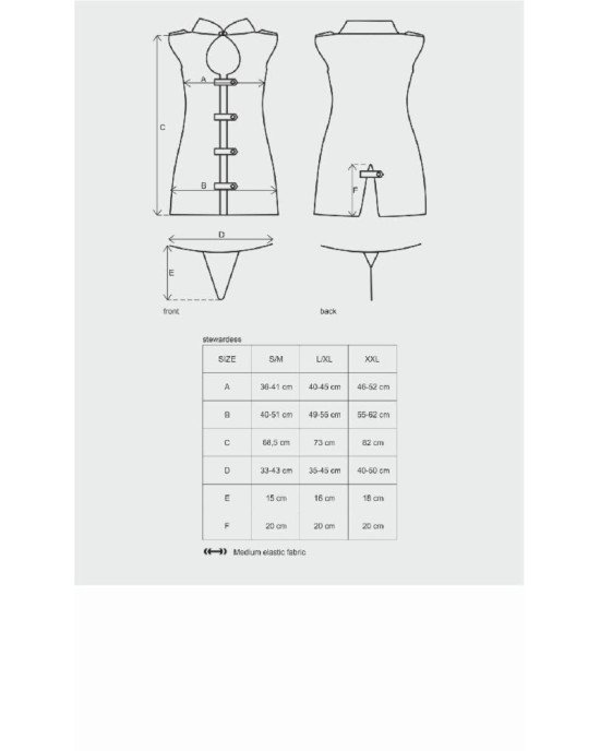 Еротичний костюм стюардеси Obsessive Stewardess 3 pcs costume grey L/XL, сірий, сукня, стрінги, піло Еротичний костюм стюардеси Obsessive Stewardess 3 pcs costume grey L/XL, сірий, сукня, стрінги, піло