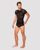 Чоловіча напівпрозора футболка з орнаментом Obsessive T102 T-shirt S/M/L, чорна Чоловіча напівпрозора футболка з орнаментом Obsessive T102 T-shirt S/M/L, чорна
