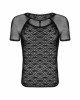 Чоловіча напівпрозора футболка з орнаментом Obsessive T102 T-shirt S/M/L, чорна Чоловіча напівпрозора футболка з орнаментом Obsessive T102 T-shirt S/M/L, чорна