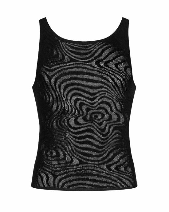 Чоловіча напівпрозора майка-борцовка з візерунком Obsessive T103 tank top S/M/L, чорна Чоловіча напівпрозора майка-борцовка з візерунком Obsessive T103 tank top S/M/L, чорна