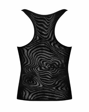 Чоловіча напівпрозора майка-борцовка з візерунком Obsessive T103 tank top S/M/L, чорна Чоловіча напівпрозора майка-борцовка з візерунком Obsessive T103 tank top S/M/L, чорна