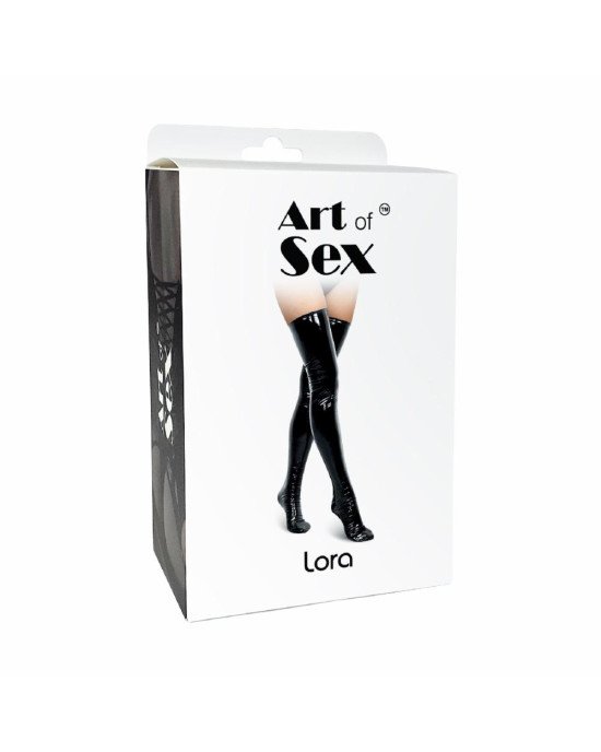 Сексуальні вінілові панчохи Art of Sex - Lora, розмір L, колір чорний Сексуальні вінілові панчохи Art of Sex - Lora, розмір L, колір чорний