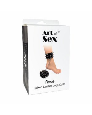 Поножі з шипами з натуральної шкіри Art of Sex, колір чорний Поножі з шипами з натуральної шкіри Art of Sex, колір чорний