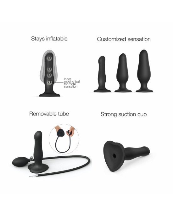 Надувний фалоімітатор Strap-On-Me INFLATABLE DILDO PLUG - NOIR, кулька всередині, діаметр до 6 см Надувний фалоімітатор Strap-On-Me INFLATABLE DILDO PLUG - NOIR, кулька всередині, діаметр до 6 см