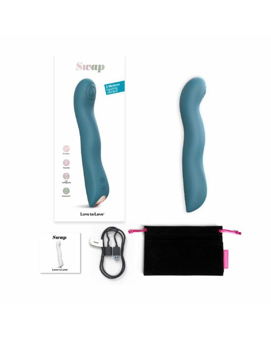 Вібратор Love To Love SWAP - TEAL ME, з пульсівною перлиною для точки G, 3 мотори, гнеться Вібратор Love To Love SWAP - TEAL ME, з пульсівною перлиною для точки G, 3 мотори, гнеться