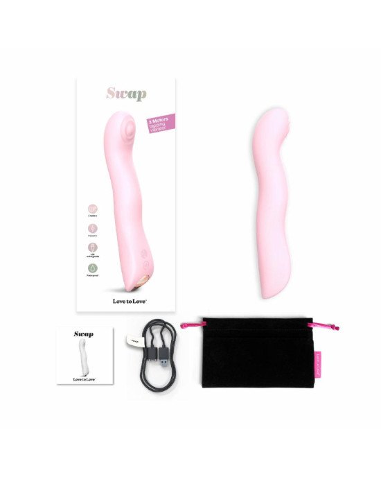 Вібратор Love To Love SWAP - BABY PINK, з пульсівною перлиною для точки G, 3 мотори, гнеться Вібратор Love To Love SWAP - BABY PINK, з пульсівною перлиною для точки G, 3 мотори, гнеться
