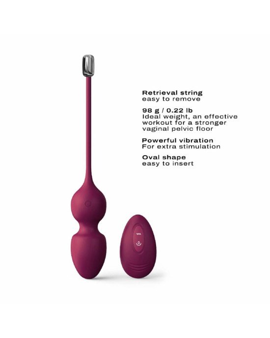 Вагінальні кульки Dorcel LOVE BALLS PLUM, вібрації та рухи внутрішньої кульки, пульт ДК Вагінальні кульки Dorcel LOVE BALLS PLUM, вібрації та рухи внутрішньої кульки, пульт ДК