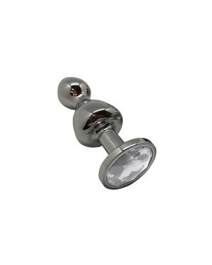 Металева анальна пробка Wooomy Lollypop Double Ball Metal Plug S, діаметр 2,8 см, довжина 8,5 см