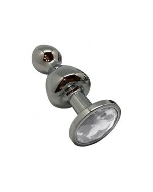 Металева анальна пробка Wooomy Lollypop Double Ball Metal Plug L, діаметр 3,5 см, довжина 10,5 см