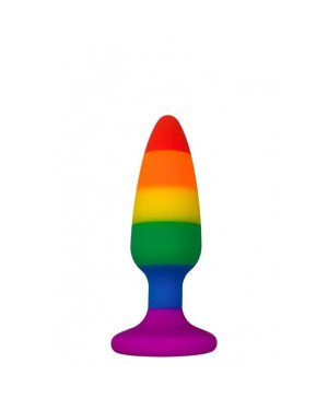 Силіконова анальна пробка Wooomy Hiperloo Silicone Rainbow Plug S, діаметр 2,4 см, довжина 9 см
