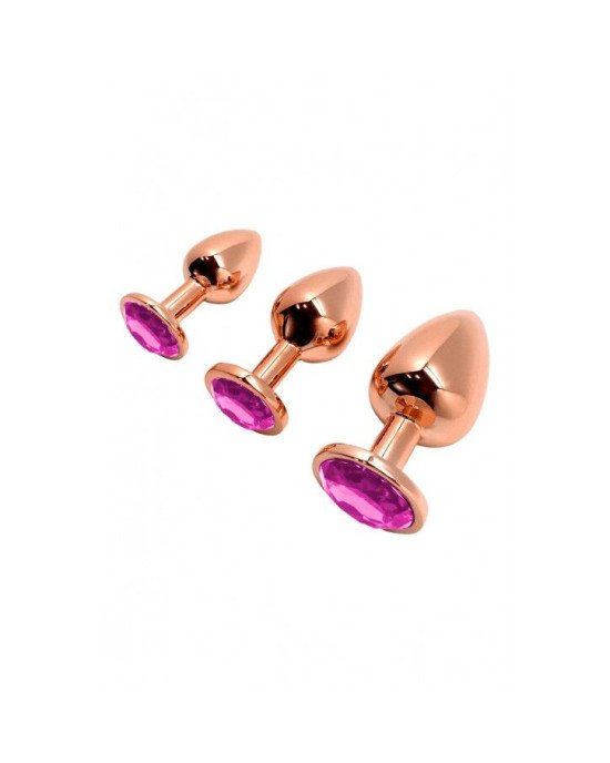 Металева анальна пробка Wooomy Tralalo Rose Gold Metal Plug Magenta S, діаметр 2,8 см, довжина 7 см Металева анальна пробка Wooomy Tralalo Rose Gold Metal Plug Magenta S, діаметр 2,8 см, довжина 7 см