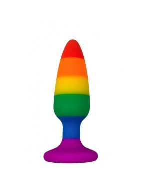 Силіконова анальна пробка Wooomy Hiperloo Silicone Rainbow Plug M, діаметр 2,9 см, довжина 11 см