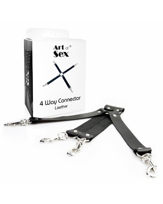 Хрестовина з натуральної шкіри Art of Sex - 4 Way Connector, Чорний