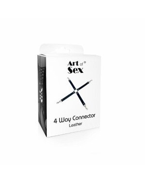 Хрестовина з натуральної шкіри Art of Sex - 4 Way Connector, Чорний Хрестовина з натуральної шкіри Art of Sex - 4 Way Connector, Чорний
